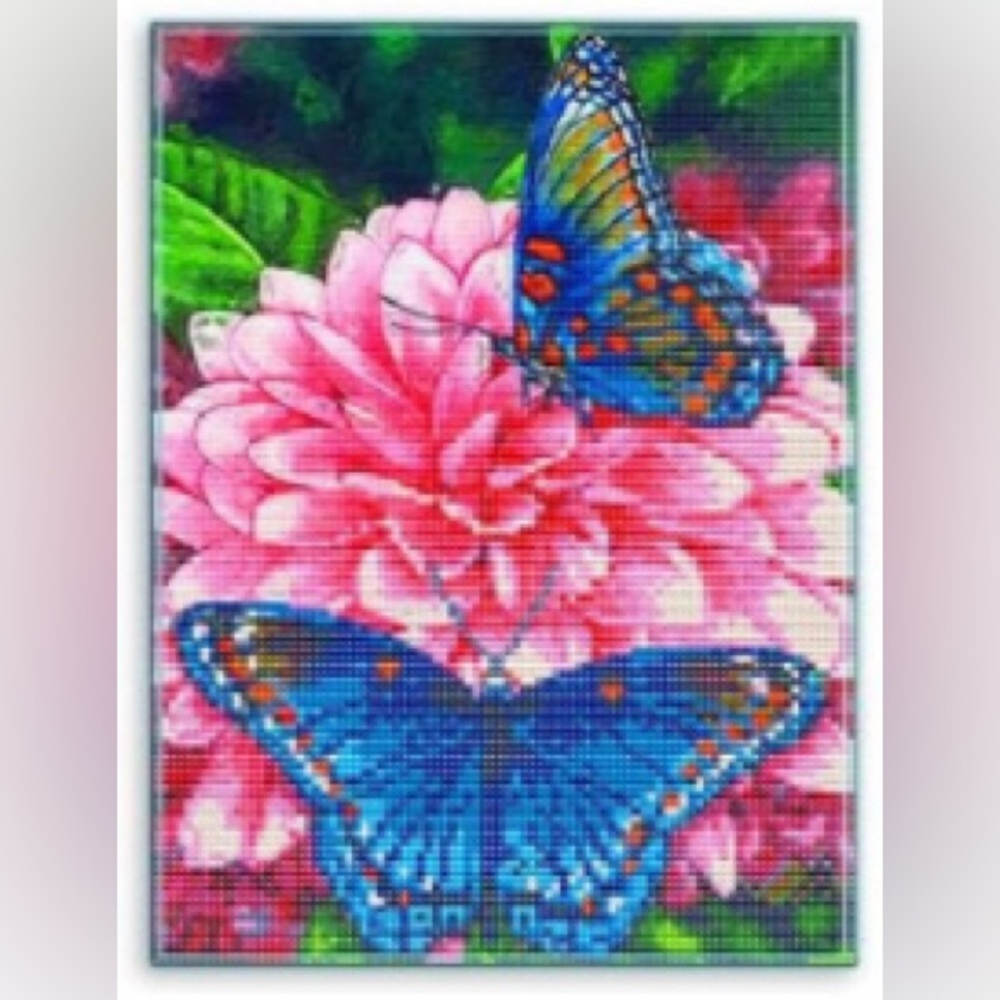 DIY Diamond Painting Kit Butterfly and Flower 30x40 cm Craft Art Kit Pink Blue